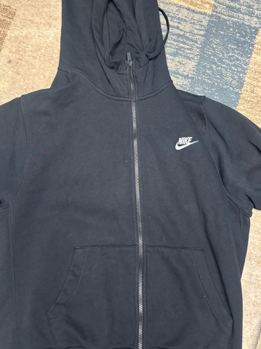 Nike Black Full-Zip Hoodie Jacket with White Swoosh size large NWOT